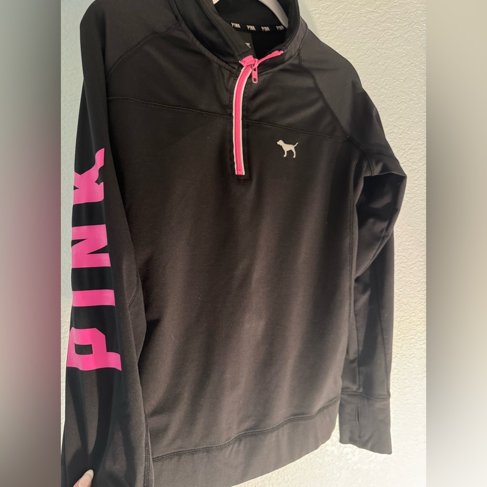Victoria's Secret PINK Black Hoodie with White Lettering